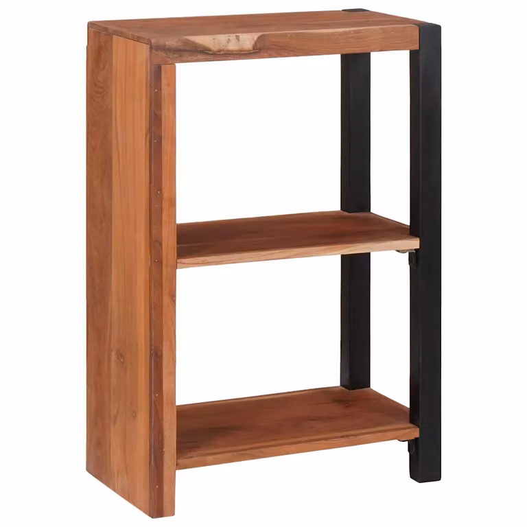 Libreria moderna vidaXL in legno di acacia e metallo, Marrone e Nero, L 50 cm x P 30 cm x H 75 cm