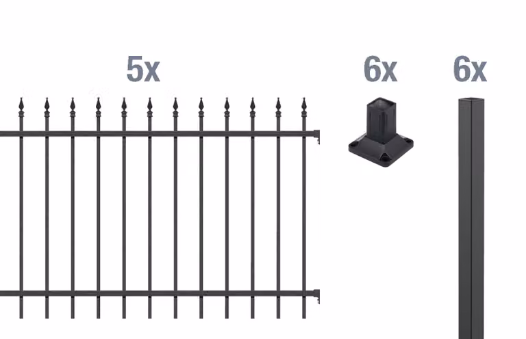 Alberts 510312 Set completo di recinzione Chaussee, da avvitare, nero opaco, altezza 120 cm, lunghezza 10 m
