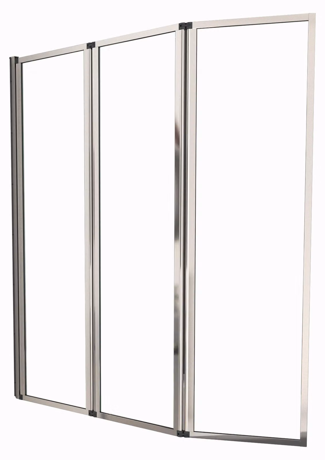 Marwell Triple Chrome Schermo da bagno pieghevole a 3 pannelli 125 x 143 cm - Schermo doccia per vasca da bagno in cromo - Attacco per vasca da bagno con vetro trasparente - Box doccia