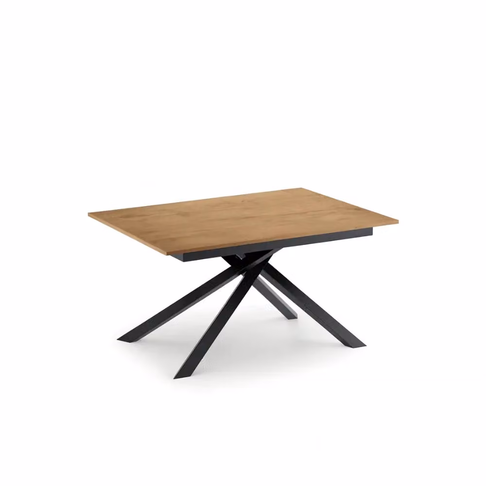Tavolo da pranzo allungabile Pluto Duzzle effetto rovere naturale, L/P: 140-190 x 90 cm, colore marrone e nero – 2
