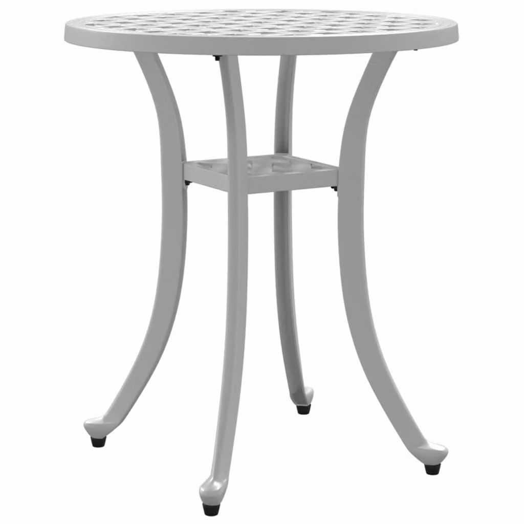 Tavolo da Giardino Bianco Ø48x53 cm in Alluminio Pressofuso