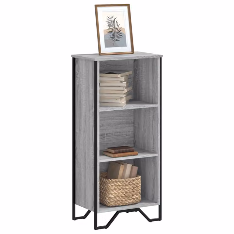 Libreria moderna vidaXL in legno e metallo Grigio, L 50 cm x P 31 cm x H 106 cm