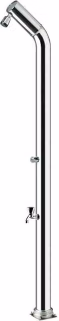 Doccia da giardino con rubinetto e lavapiedi ATI Docce UNI-1R in acciaio inox anodizzato argento
