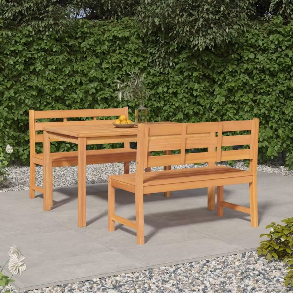 The Living Store Set da pranzo da giardino 3 pz. Set da pranzo da giardino in legno massiccio teak