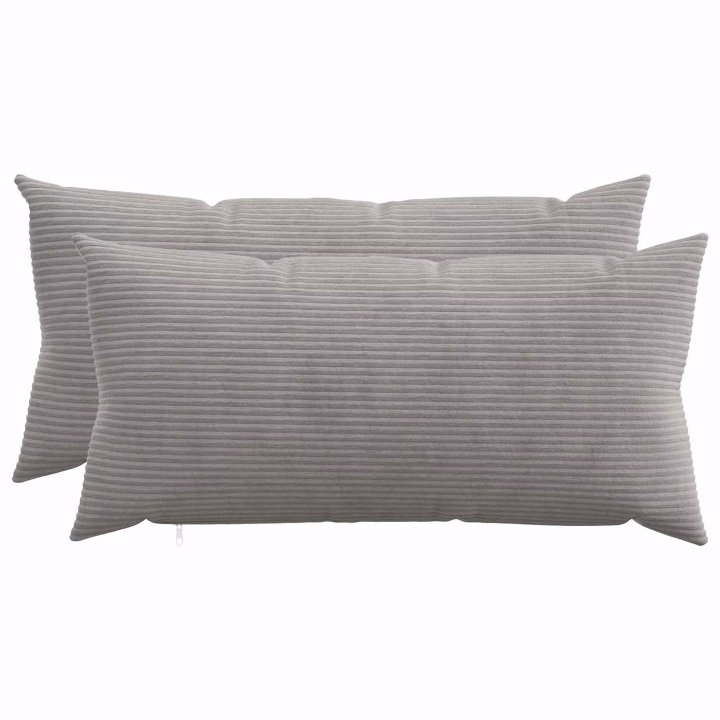 Set di 2 federe vidaXL HEERLEN in velluto a coste grigio chiaro, L 40 cm x P 80 cm