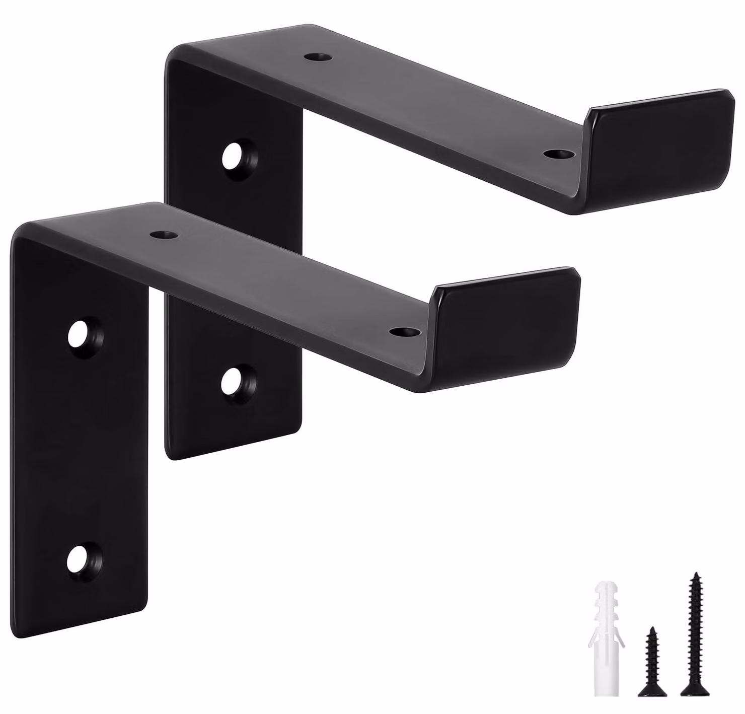2 supporti a mensola robusti, capacità di carico 50 kg, staffe da parete spesse 5 mm per mensole (neri, 15 cm)