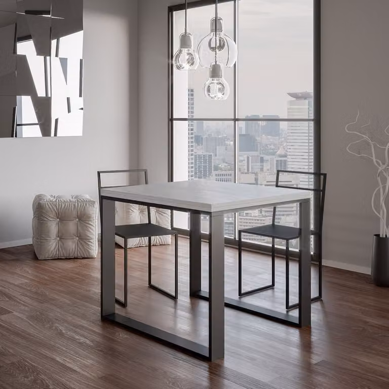 ITAMOBY - Tavolo apribile 90/180x90 cm Tecno Libra bianco frassino telaio antracite