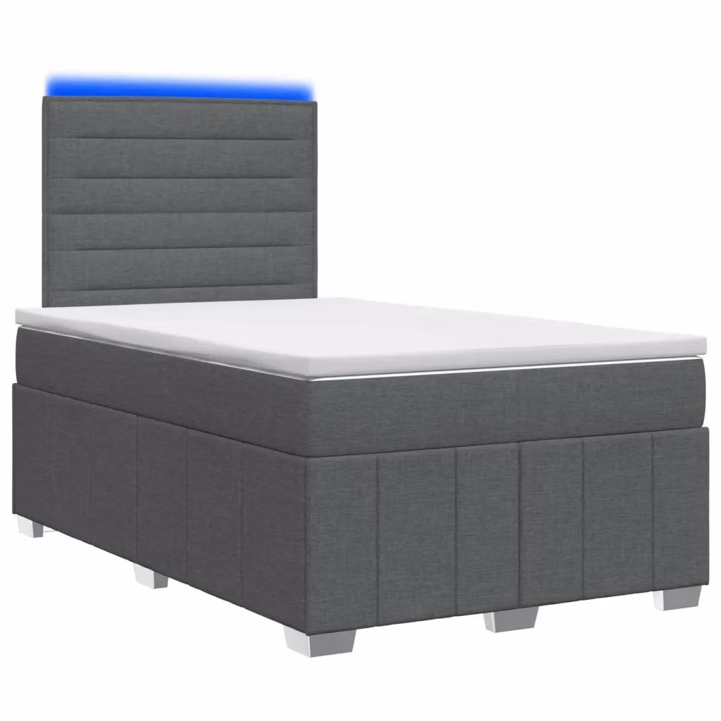 Letto Box Spring vidaXL con Materasso a Molle Insacchettate, Illuminazione LED Sotto il Letto e Porta USB, Grigio e Bianco, L/P: 120 x 200 cm – 2