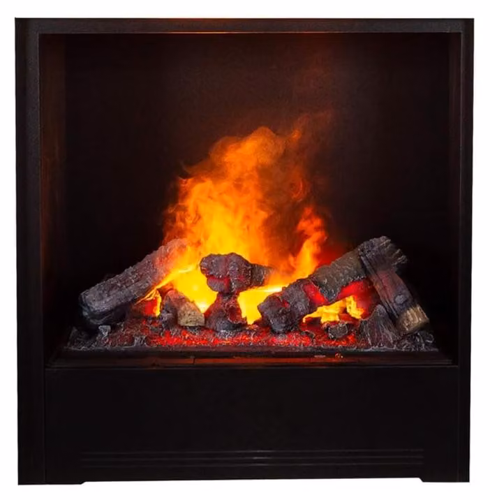 Camino elettrico a pavimento - Modello Waterdamphaard, 200 Watt - Struttura in metallo nero - Per interni - Camino decorativo