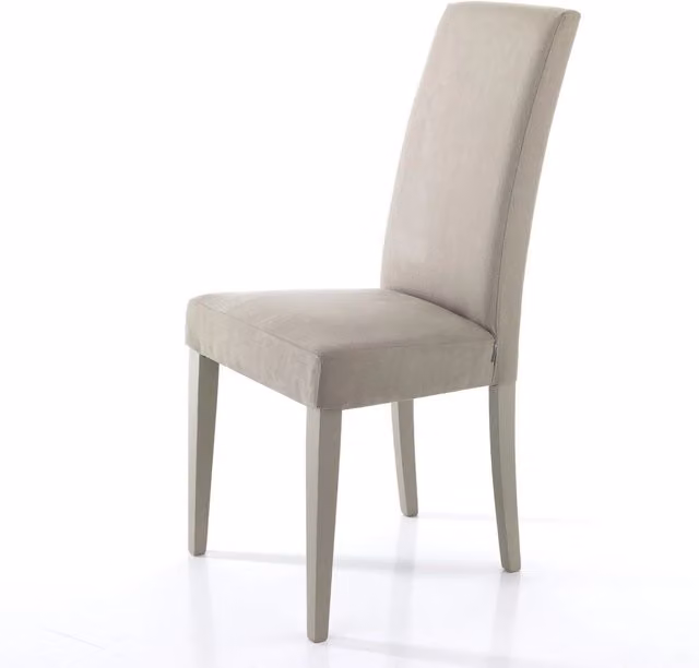 Set di 2 sedie Oresteluchetta in microfibra effetto velluto colore beige con gambe in legno laccato H: 100 cm, L: 46 cm, P: 45 cm