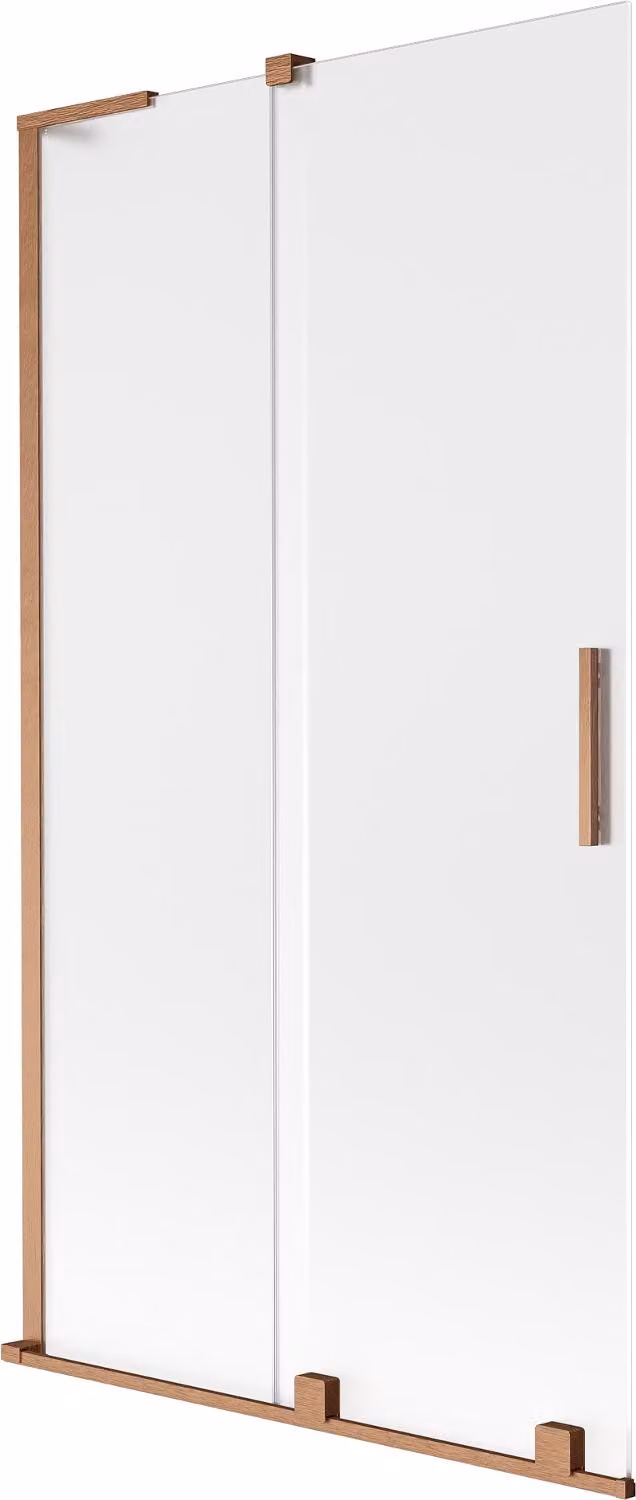Mexen Velar L paravento vasca da bagno a 2 ante scorrevoli 100 x 150 cm, smerigliato, rame spazzolato - 896-100-003-31-65