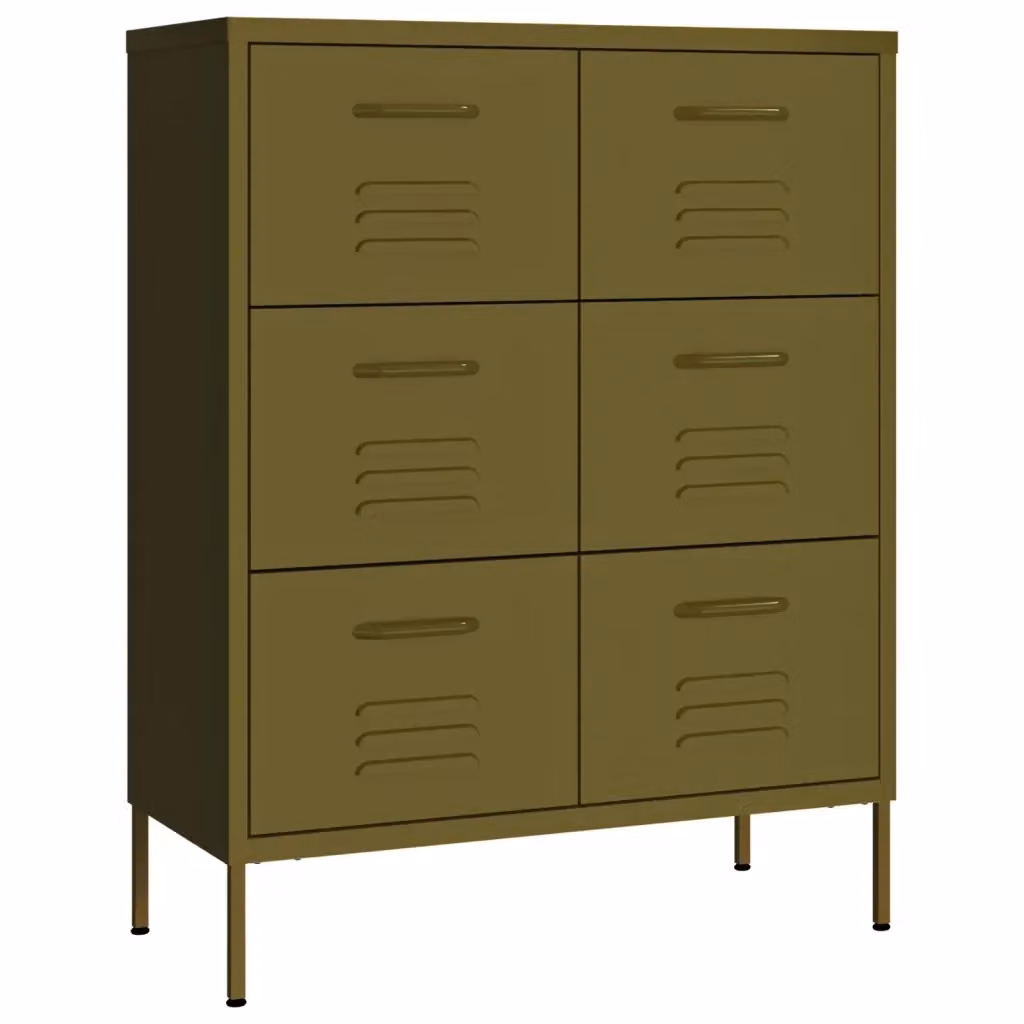 vidaXL Cassettiera Moderna in Metallo Verde Matt L: 80 cm, P: 35 cm, H: 101,5 cm – 2