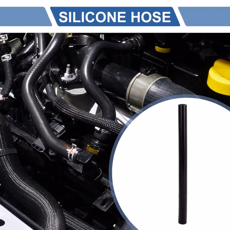 Tubo per liquido di raffreddamento, 500 mm - In silicone - Diametro interno 20 mm - Resistente alle temperature fino a 300 °C - Tessuto multistrato - Nero - Tubo in silicone