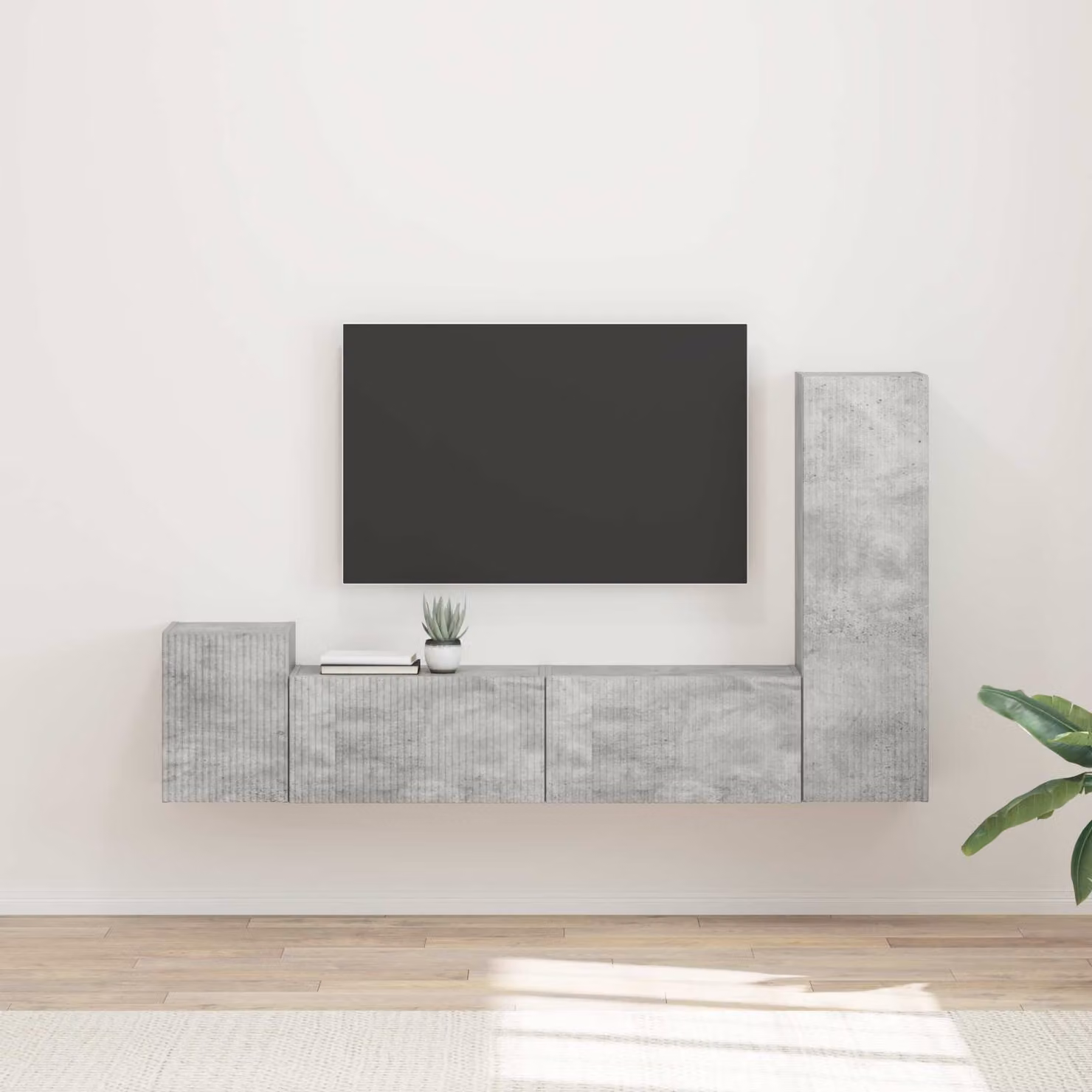Set mobile TV moderno vidaXL in 4 pezzi, Grigio, in legno e MDF