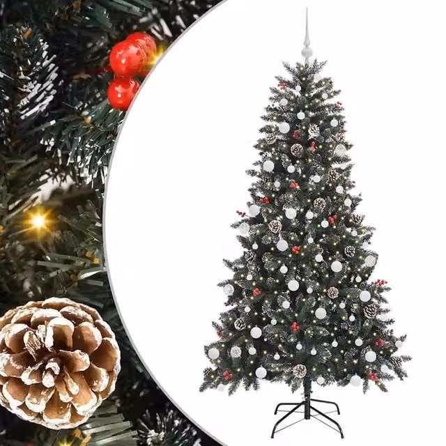 Albero di Natale artificiale verde vidaXL con 300 LED luce bianca calda, Altezza: 180 cm