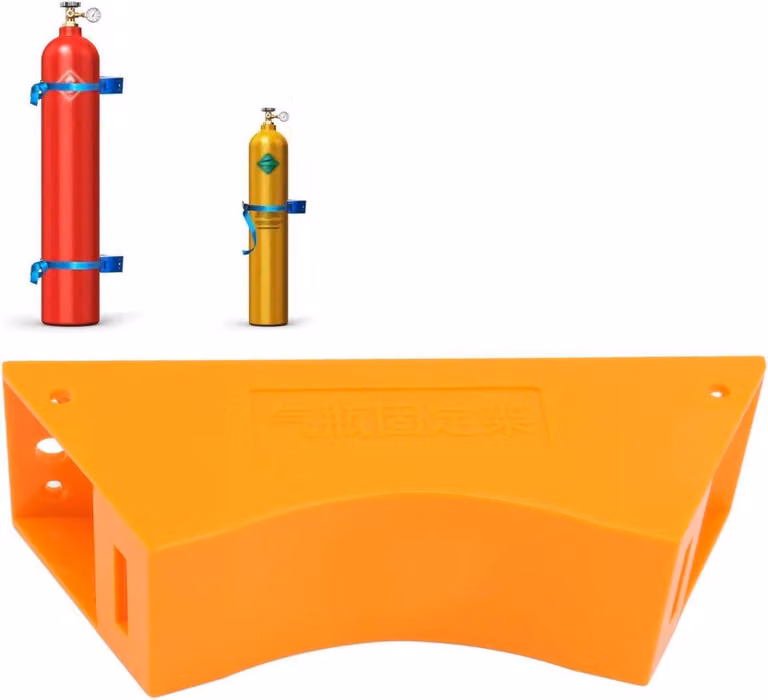 Support a parete per bombole di gas - Portabombole in plastica con cintura di sicurezza per 1 bombola (arancione)