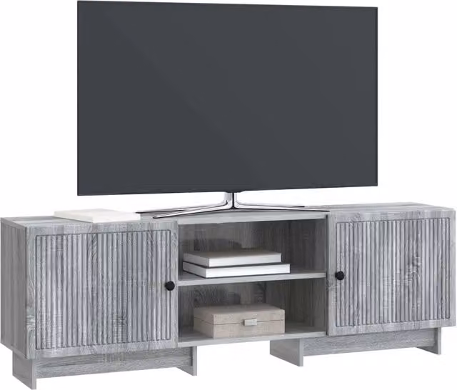 Mobile TV moderno in legno ingegnerizzato grigio con vani porta media L 150 cm x P 31 cm x H 50 cm
