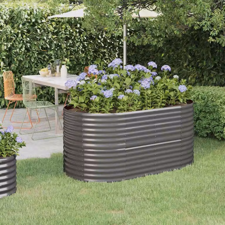 Letto rialzato da giardino vidaXL in acciaio zincato grigio L: 152 cm, P: 80 cm, H: 68 cm