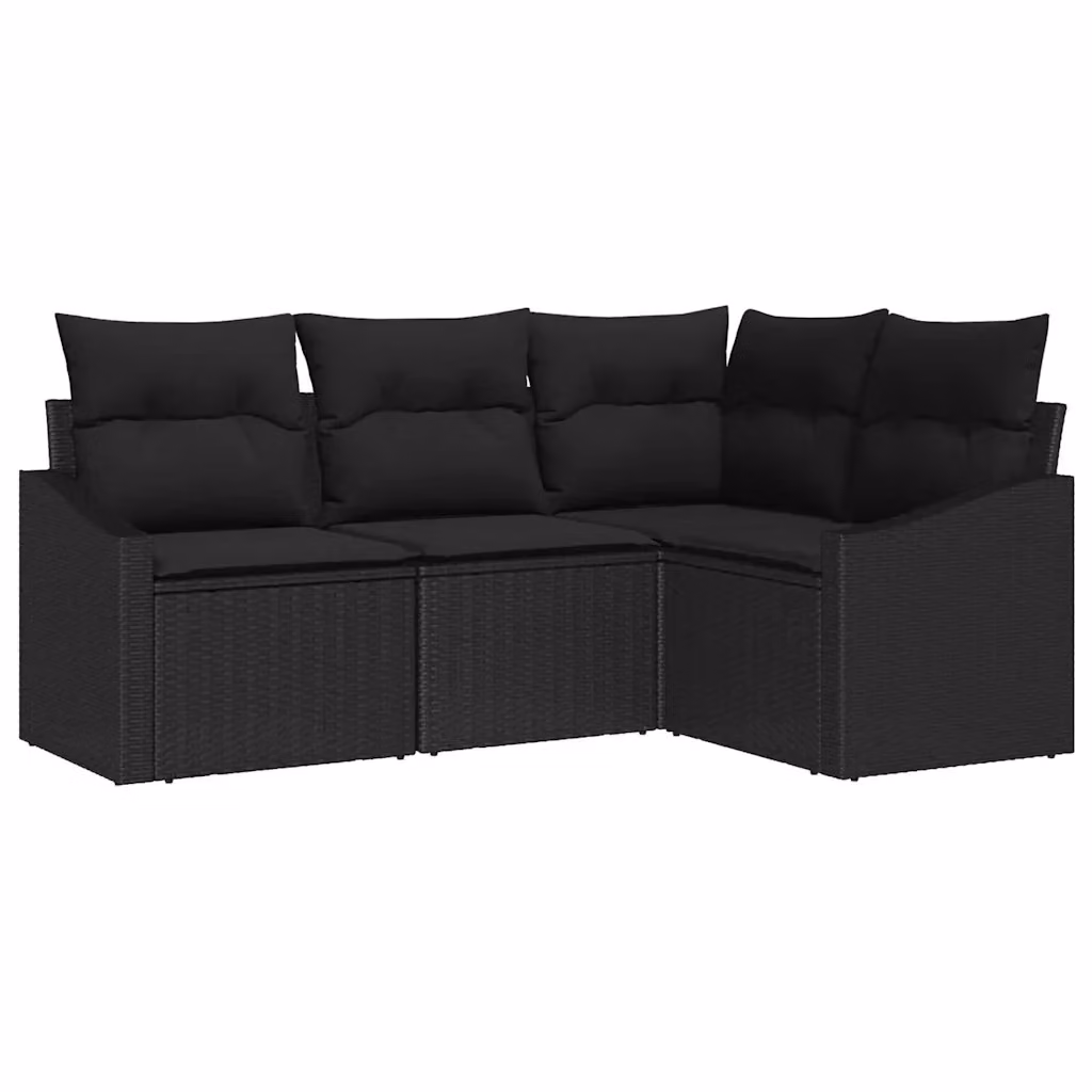 Set di divani da giardino vidaXL 4 pezzi in rattan nero con cuscini e tavolino per esterno – 2