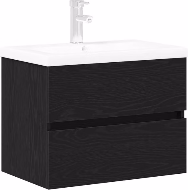 Mobile Lavabo | Armadio per Lavabo da Bagno Rovere Nero 60 x 39 x 62 cm