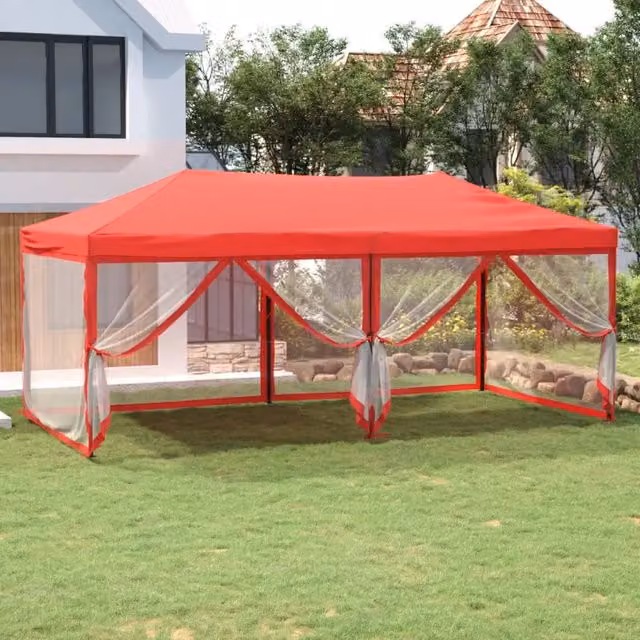 Tenda per Feste Pieghevole con Pareti Laterali Rosso 3x6 m 93555