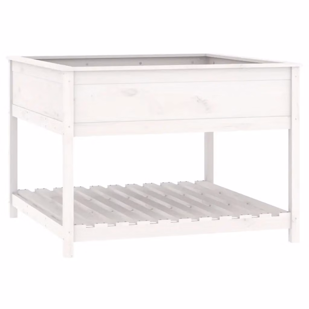 Fioriera a cassetta Design Mania in legno massello di pino bianca per orto o giardino ornamentale L: 111,5 cm, P: 111,5 cm, H: 81 cm – 2