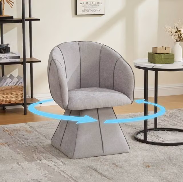 Poltrona girevole 360 MODFU in tessuto grigio con braccioli, L: 56 cm, P: 54 cm, H: 74,5 cm