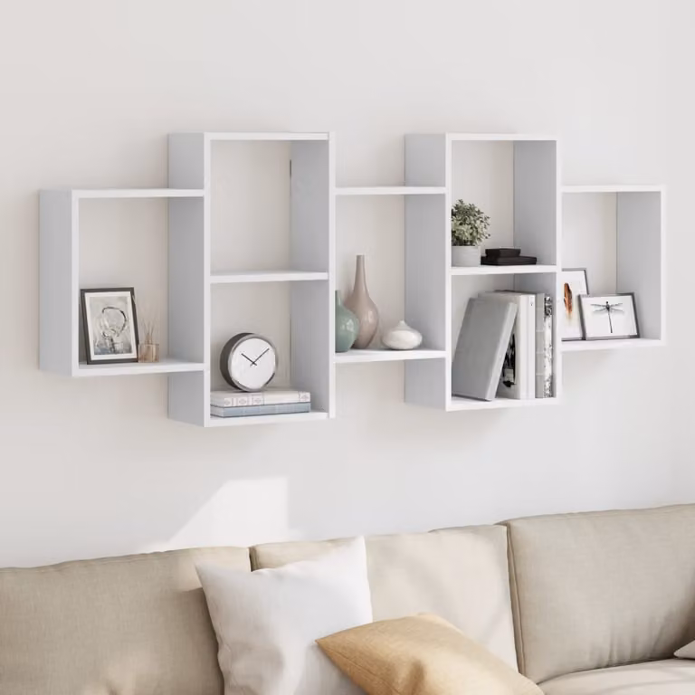 Scaffale a parete moderno vidaXL in legno e MDF bianco L: 159 cm, P: 18 cm, H: 65 cm