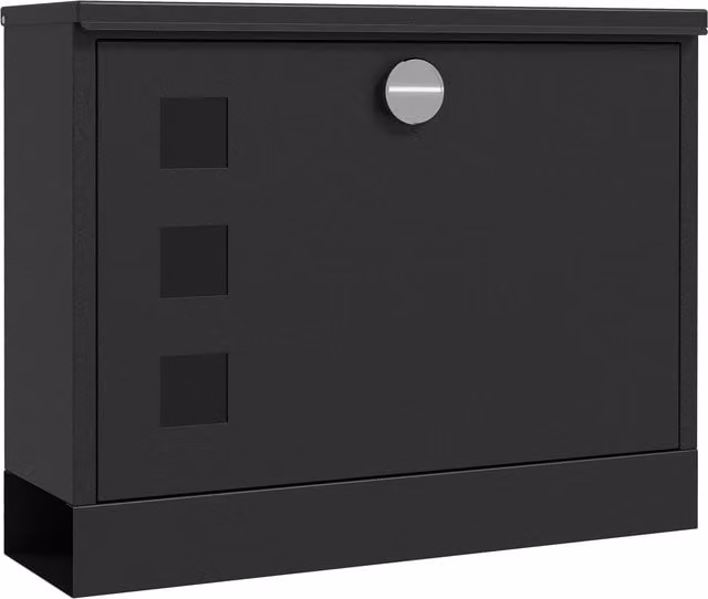 Cassetta postale in metallo HOMCOM nera con 2 chiavi di sicurezza e 3 finestre, L: 36.5 cm, P: 11.5 cm, H: 29 cm