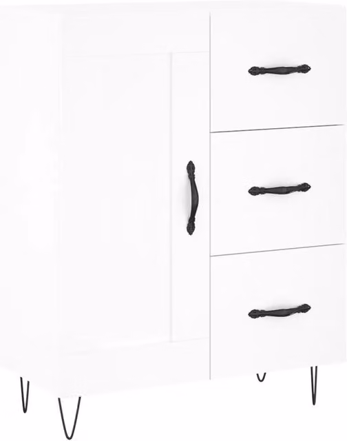 Credenza Buffet da pranzo Bianca in Legno Multistrato e Metallo L: 69,5 cm, P: 34 cm, H: 90 cm – 1