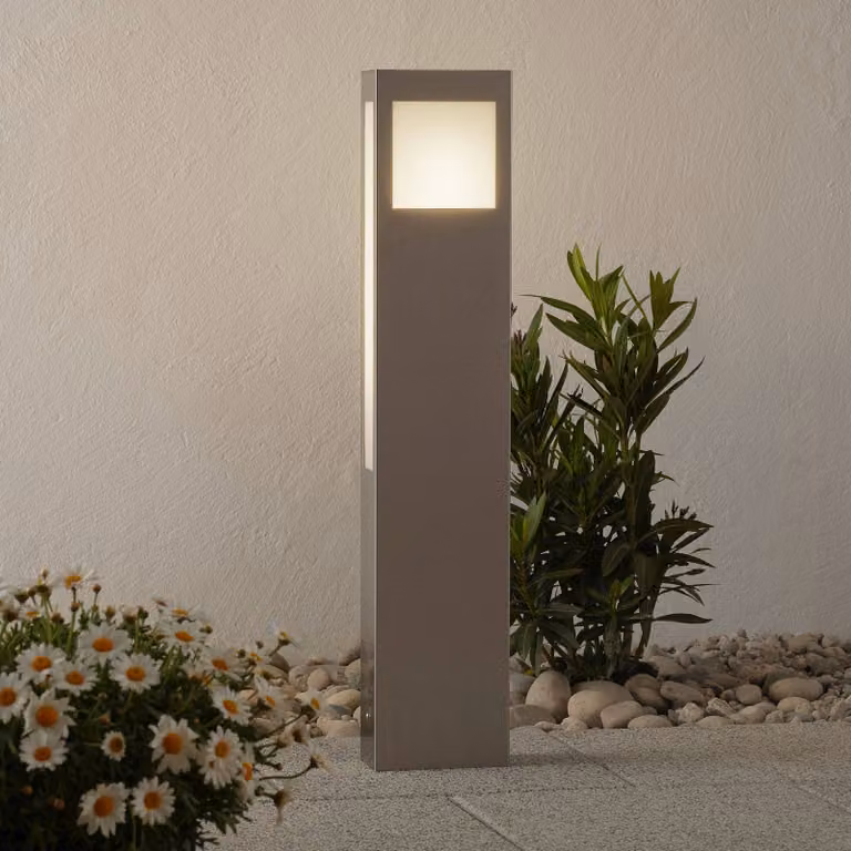 CMD Lampioncino da giardino Paulo, Alluminio / Grigio / Zincato, Acciaio Inox, Moderno, Lampada LED da esterni