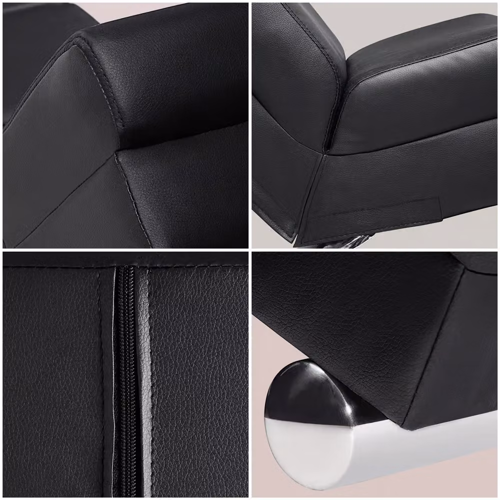 Poltrona relax London Casaria nera in similpelle con braccioli e design ergonomico – 3