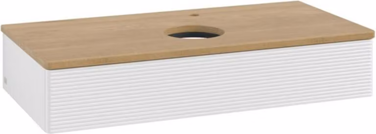 Mobiletto V&B con struttura frontale, con illuminazione Antao 100x19x50cm, WBP hon. Oa, glo wh. Lac