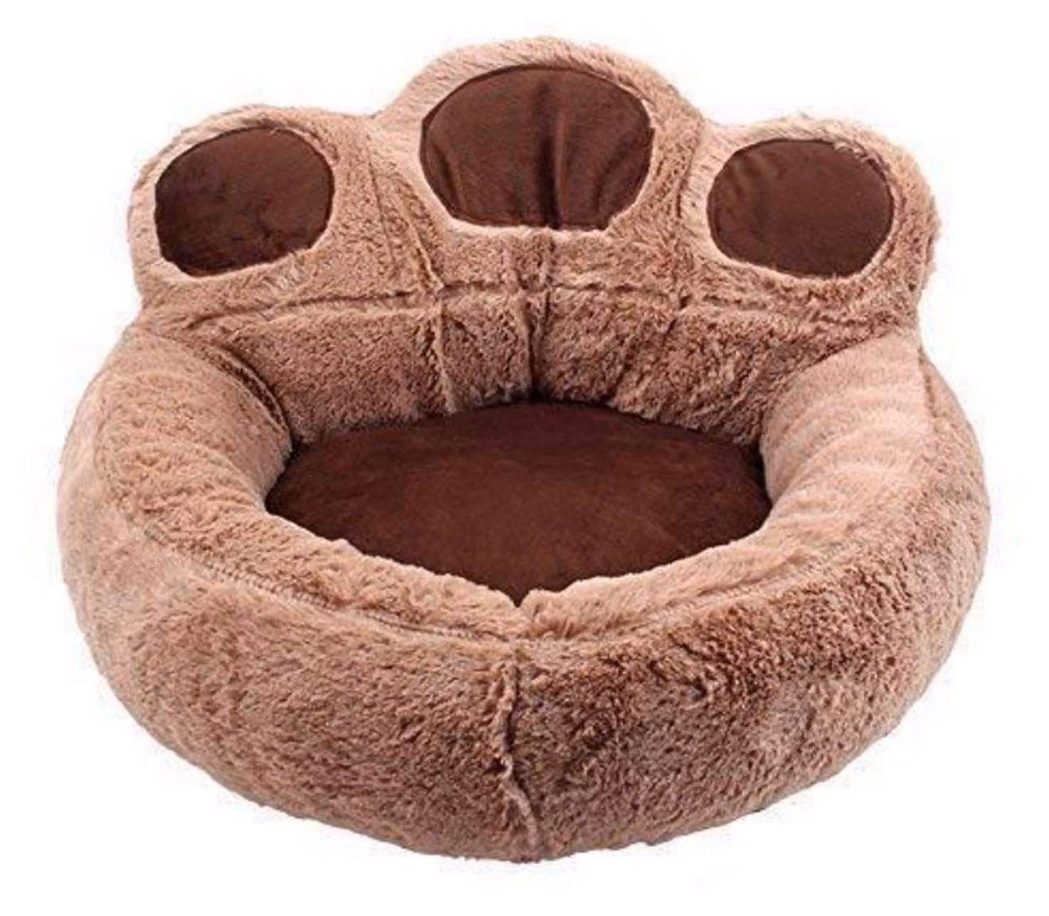 Cuccia per cani a forma di zampa di orso, modello M, dimensioni 68x62 cm, colore caffè. Lavabile, adatta per interni ed esterni