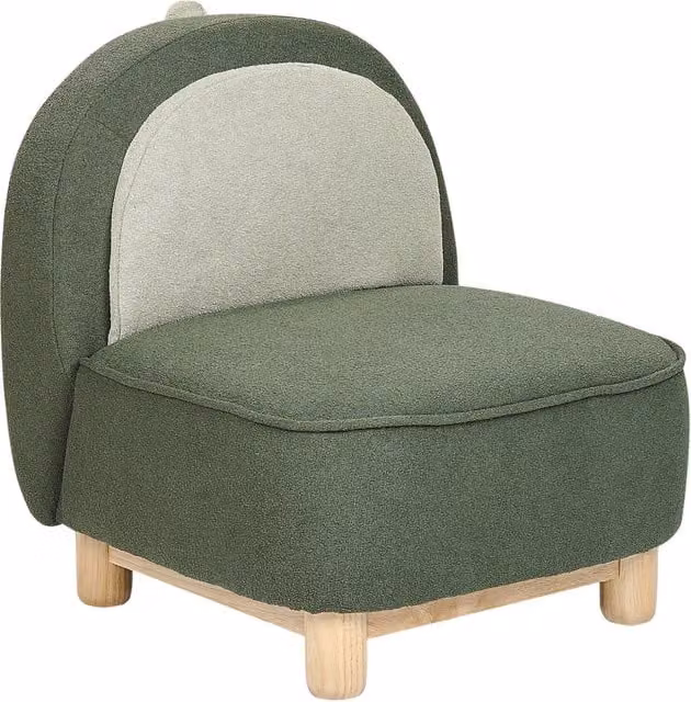 Sedia per animali tessuto in poliestere verde scuro Sedile senza braccioli per cameretta per bambini Design moderno Dinosauro