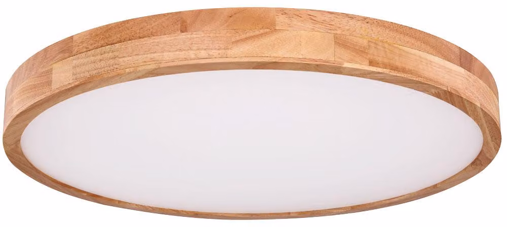 Plafoniera a LED, effetto legno, dimmerabile, telecomando, D 60cm