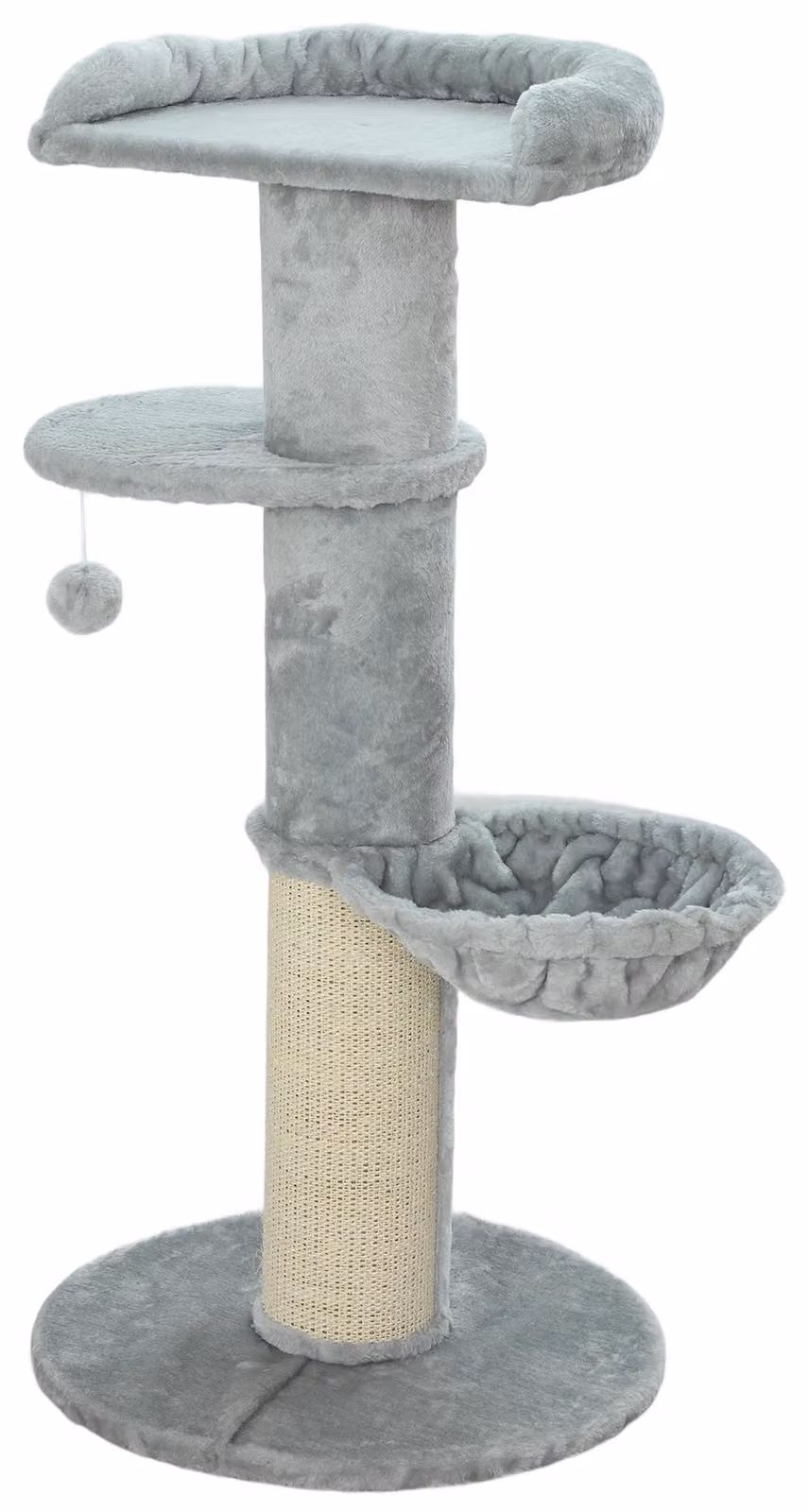 Tiragraffi PawHut, albero per gatti alto 103,5 cm con amaca e pallina sospesa