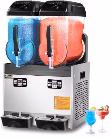 VEVOR Macchina per Bevande Commerciale, Macchina per Bevande Ghiacciate Serbatoio Doppio 2x12 Litri, Macchina per Frullati in Acciaio Inossidabile, Macchina per Bevande Ghiacciate Commerciale
