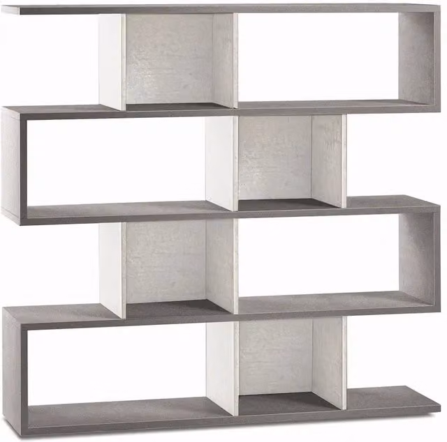 Libreria modulare 4 piani 150x37x144H cm in kit colore Cemento e Ossido Bianco