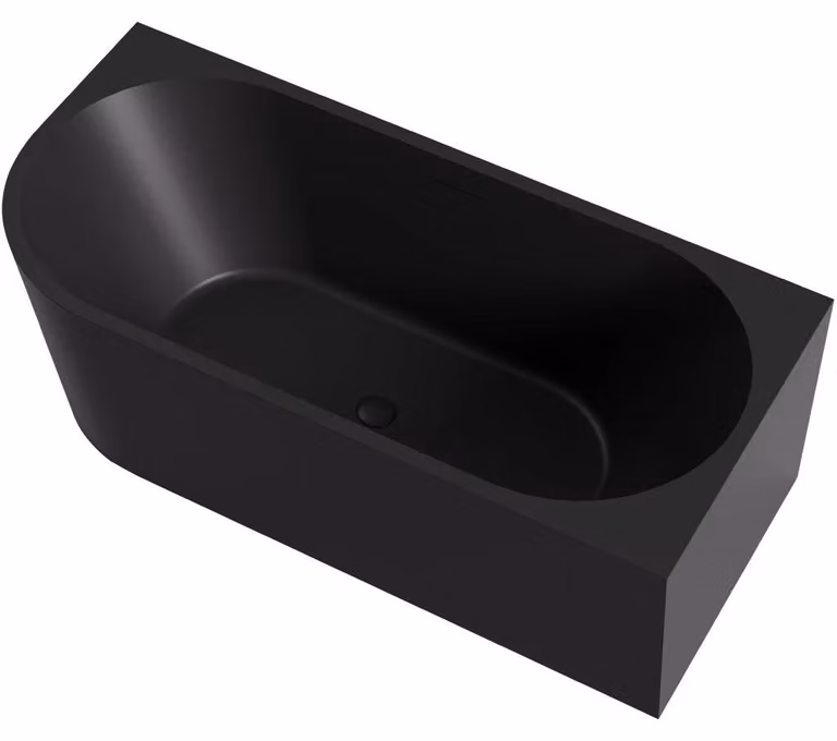 CERANO - Vasca da bagno freestanding in acrilico Bianco, versione destra - nero opaco - 150x74 cm