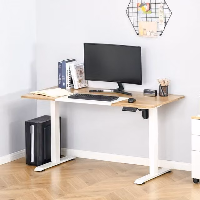 Scrivania elettrica 140x70x72-116 cm regolabile in altezza con 4 preimpostazioni in ferro bianca