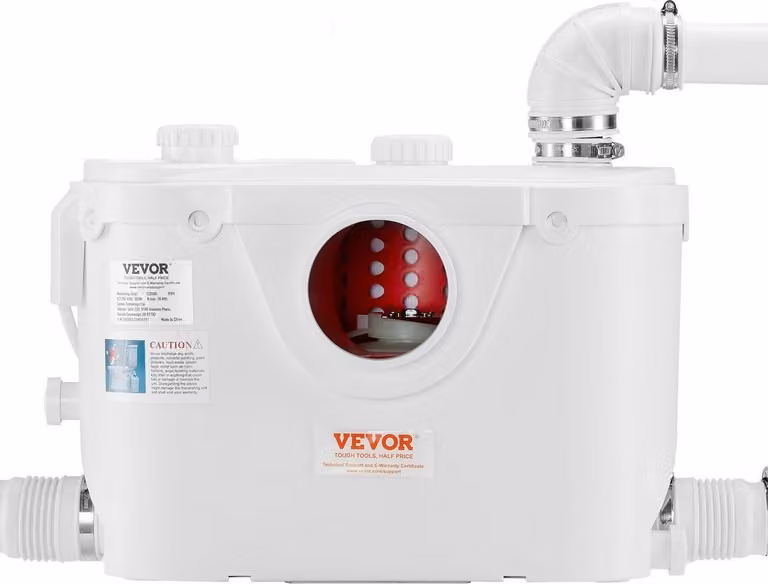 Sistema WC con maceratore e pompa da 500 W WC con scarico verso l'alto per seminterrati