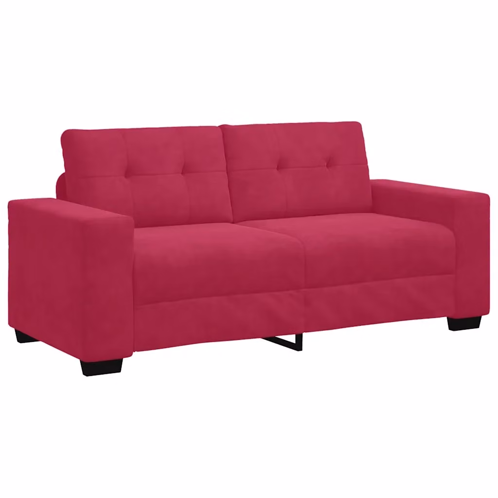 Divano moderno vidaXL in velluto rosso con cuscini, L: 180 cm, P: 77 cm, H: 82 cm – 2
