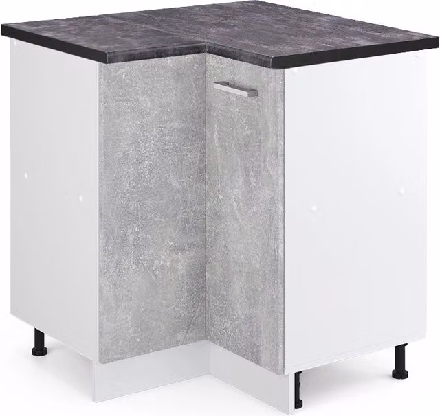 Mobile ad angolo cucina R-Line Calcestruzzo/Bianco 75.6 cm, PL Antracite Vicco