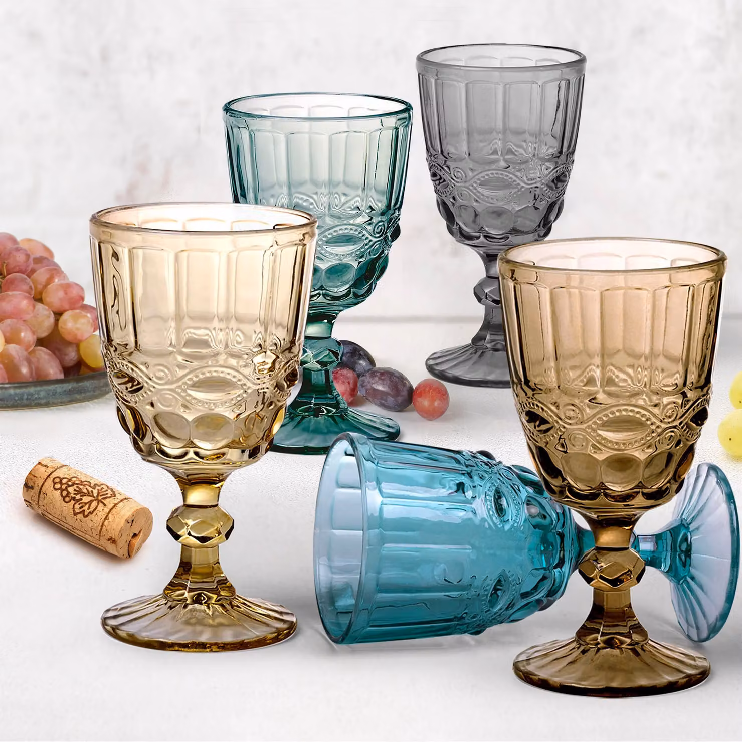 Set di 6 calici da vino Barocco Gusto Casa in vetro multicolor – 2