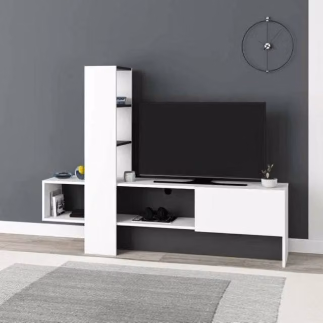 Mobile porta TV Troya bianco antracite con anta a ribalta EFFEZ