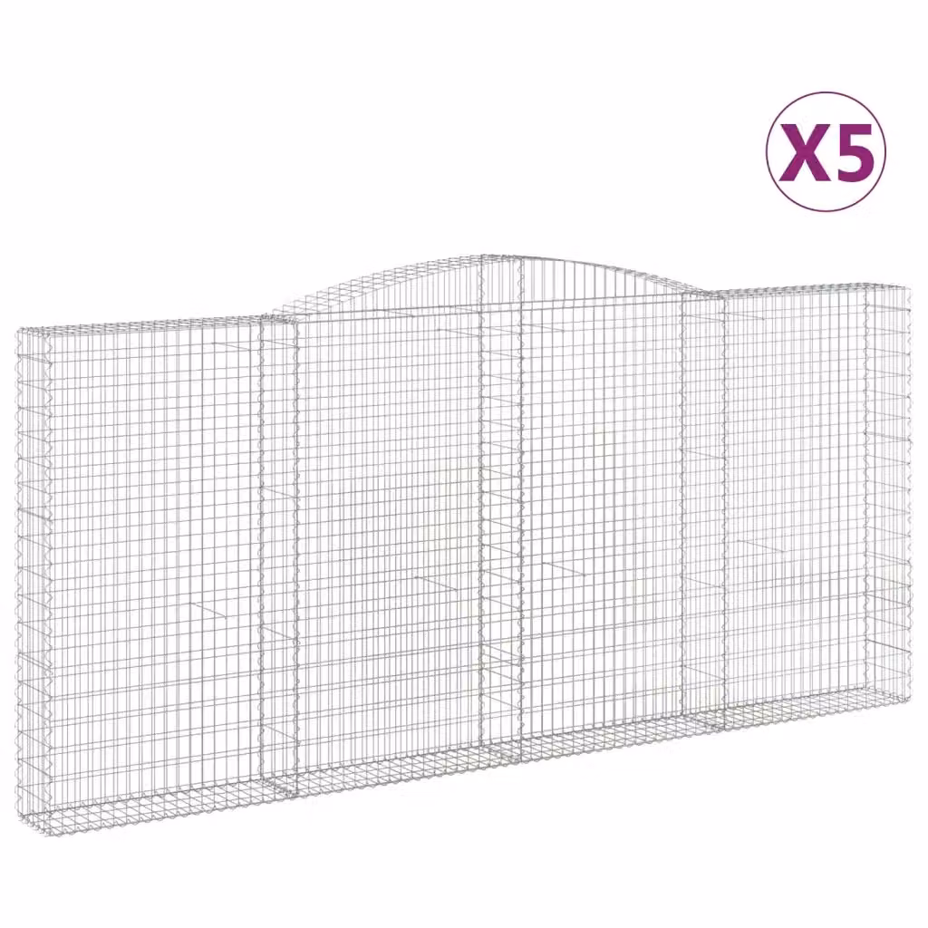 Set di 5 Cesti Gabbioni ad Arco Videx in Acciaio Zincato Argento L: 400 cm, P: 30 cm, H: 180/200 cm – 2