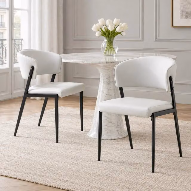 Set di 2 sedie moderne in PU grigio chiaro con struttura in metallo