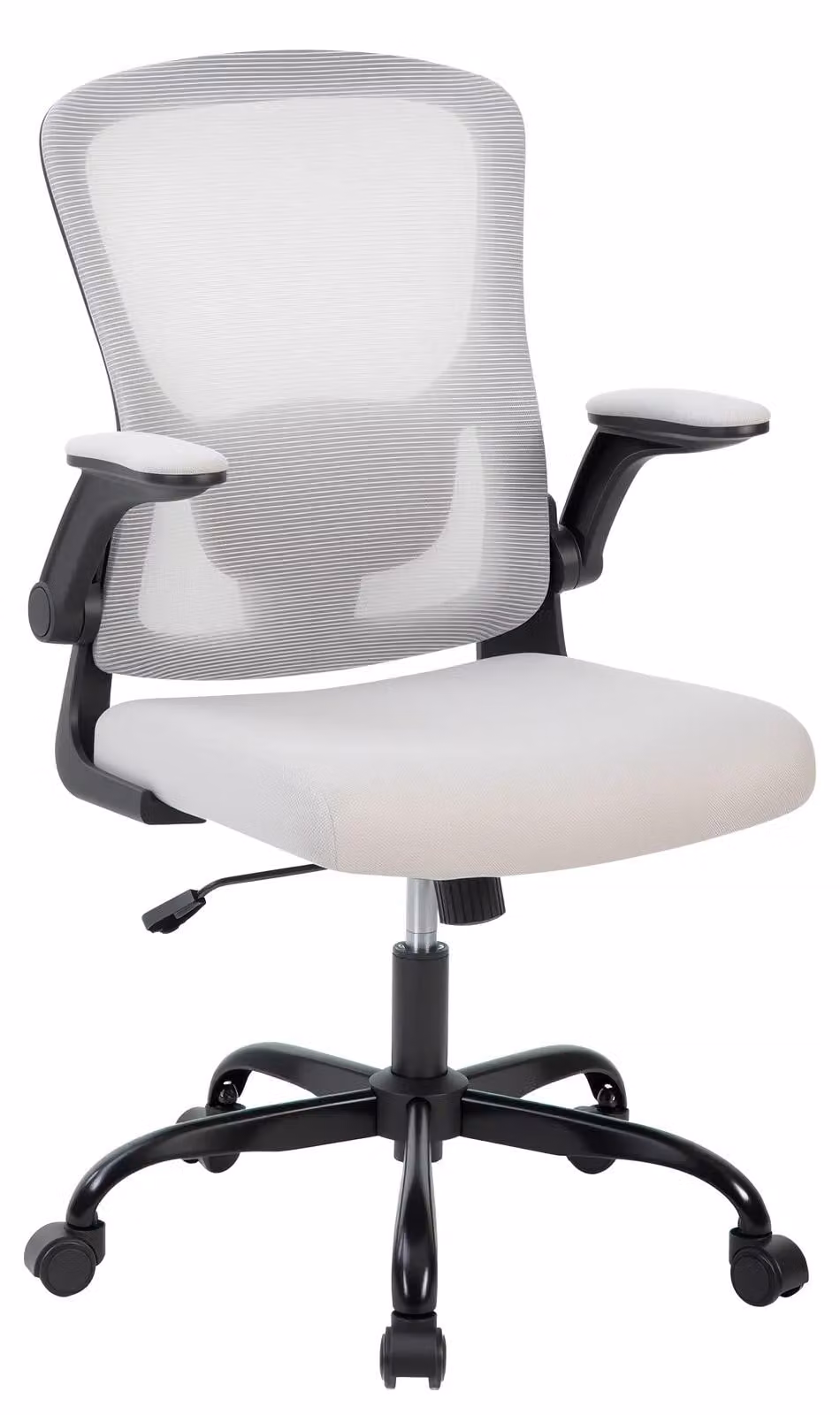 Sedia da ufficio ergonomica - Sedia girevole con schienale alto in rete - Poggiatesta regolabile - Inclinabile - Braccioli rialzabili - Seduta imbottita - Rotazione a 360° - Colore beige