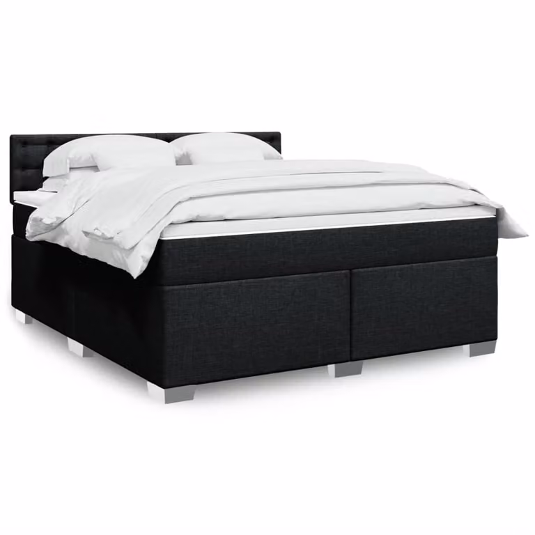 vidaXL Giroletto a Molle con Materasso in Tessuto Nero L: 180 cm, P: 200 cm